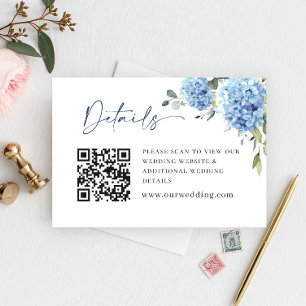 Elegant Eucalyptus Blue Hydrangea Wedding Details Enclosure Card