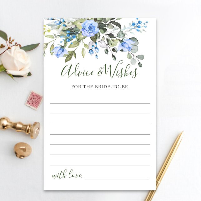 Elegant Eucalyptus Blue Roses Advice & Wishes Card (Creator Uploaded)