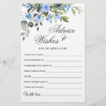 Elegant Eucalyptus Blue Roses Advice & Wishes Card<br><div class="desc">Watercolor Eucalyptus Greenery Advice Card.
For further customization,  please click the "customize further" link. If you need help,  contact me please.</div>