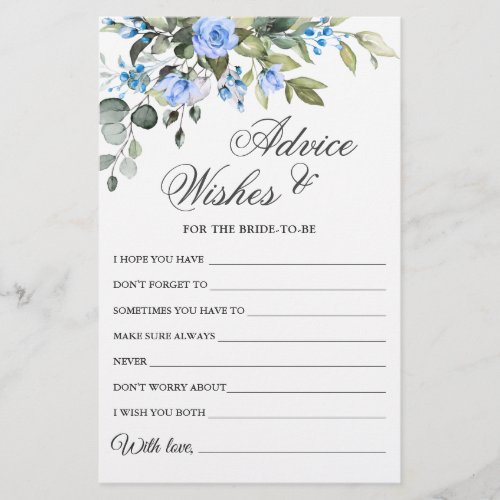 Elegant Eucalyptus Blue Roses Advice  Wishes Card