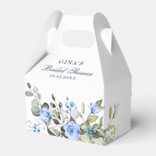 Elegant Eucalyptus Blue Roses Bridal Shower Favor Boxes