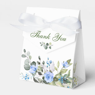 Elegant Eucalyptus Blue Roses Bridal Shower Favor Boxes