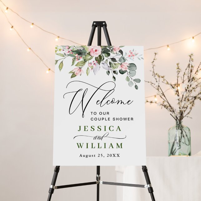 Elegant Eucalyptus Blue Roses COUPLE SHOWER Foam Board (Creator Uploaded)