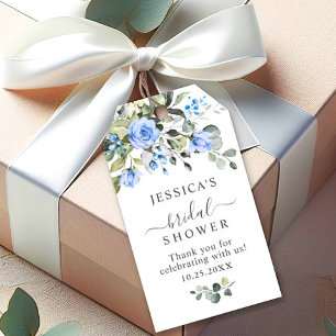 Elegant Eucalyptus Blue Roses Favor Thank You Gift Tags