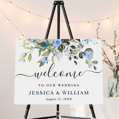 Elegant Eucalyptus Blue Roses Floral WEDDING Foam Board