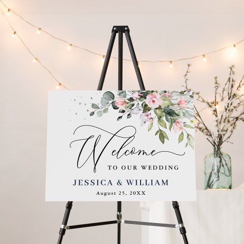 Elegant Eucalyptus Blue Roses Floral WEDDING Foam Board