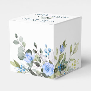 Elegant Eucalyptus Blue Roses Greenery Wedding Favor Boxes