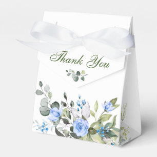 Elegant Eucalyptus Blue Roses Greenery Wedding Favor Boxes