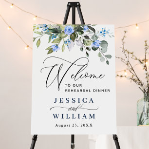 Elegant Eucalyptus Blue Roses REHEARSAL DINNER Foam Board