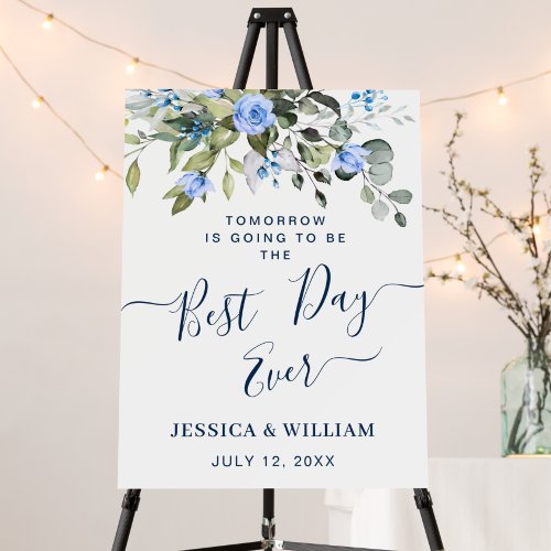 Elegant Eucalyptus Blue Roses REHEARSAL DINNER Foam Board