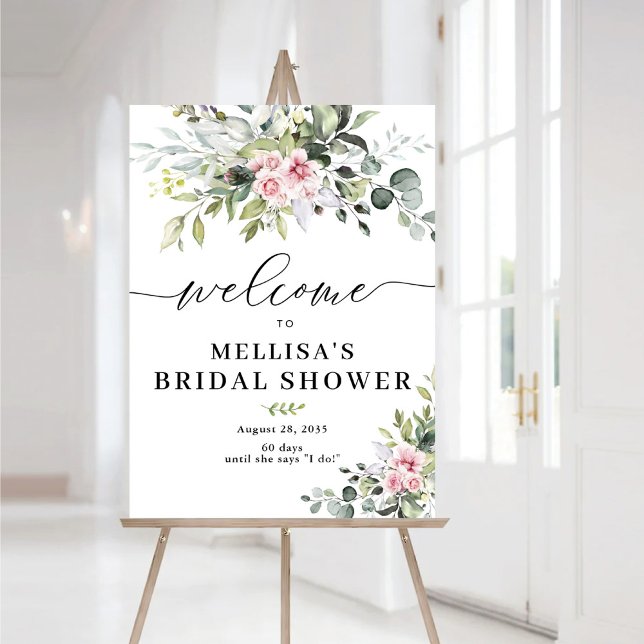Elegant Eucalyptus Blush Bridal Shower Poster (Creator Uploaded)