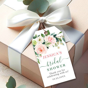 Elegant Eucalyptus Blush Pink Floral Bridal Shower Gift Tags
