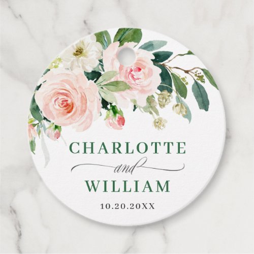 Elegant Eucalyptus Blush Pink Flowers Wedding Favor Tags