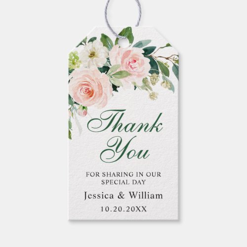 Elegant Eucalyptus Blush Pink Flowers Wedding Gift Tags