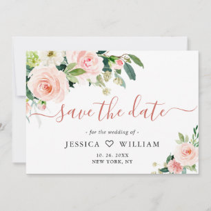 Elegant Eucalyptus Blush Pink Flowers Wedding Save The Date