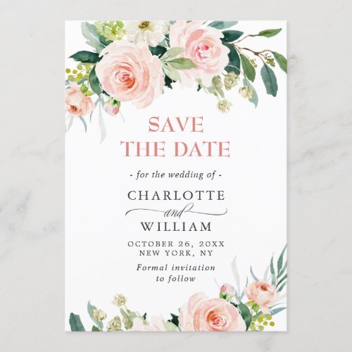 Elegant Eucalyptus Blush Pink Flowers Wedding Save The Date