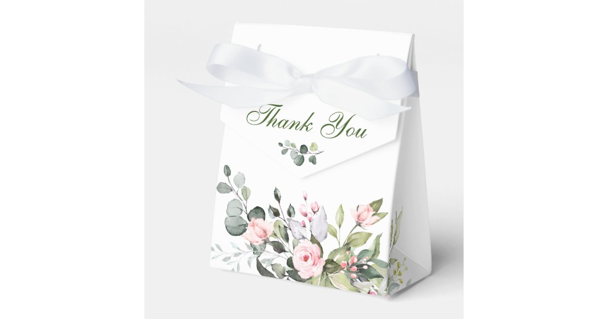 Elegant Eucalyptus Blush Roses Bridal Shower Favor Boxes | Zazzle