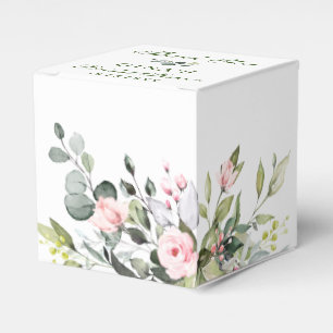 Elegant Eucalyptus Blush Roses Bridal Shower Favor Boxes