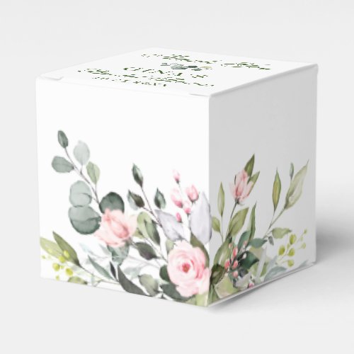 Elegant Eucalyptus Blush Roses Bridal Shower Favor Boxes