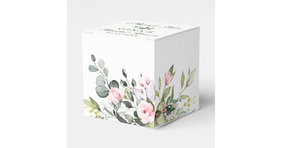 Elegant Eucalyptus Blush Roses Bridal Shower Favor Boxes | Zazzle