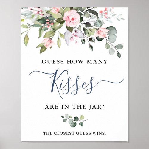 Elegant Eucalyptus Blush Roses Bridal Shower Poster