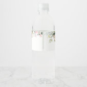 Elegant Eucalyptus Blush Roses Bridal Shower Water Bottle Label (Back)