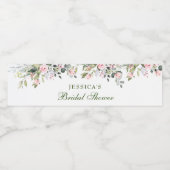 Elegant Eucalyptus Blush Roses Bridal Shower Water Bottle Label (Single Label)