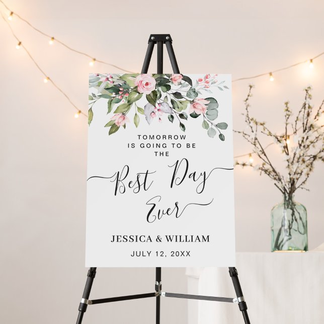 Elegant Eucalyptus Blush Roses REHEARSAL DINNER Foam Board (Creator Uploaded)