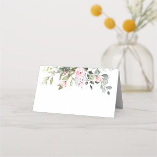 Elegant Eucalyptus Blush Roses Wedding Table Place Card