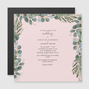Elegant  Eucalyptus Blush Wedding II Magnetic  Magnetic Invitation