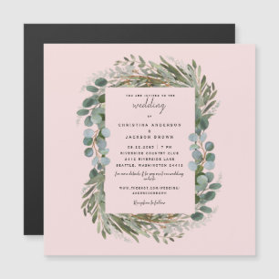 Elegant Eucalyptus Blush Wedding Magnetic Invitation