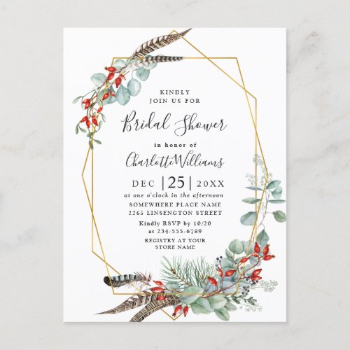 Elegant Eucalyptus Boho  Bridal Shower Invitations