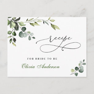 Elegant Eucalyptus Boho Bridal Shower Recipe Card