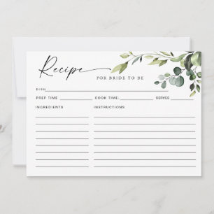 Elegant Eucalyptus Boho Bridal Shower Recipe Card