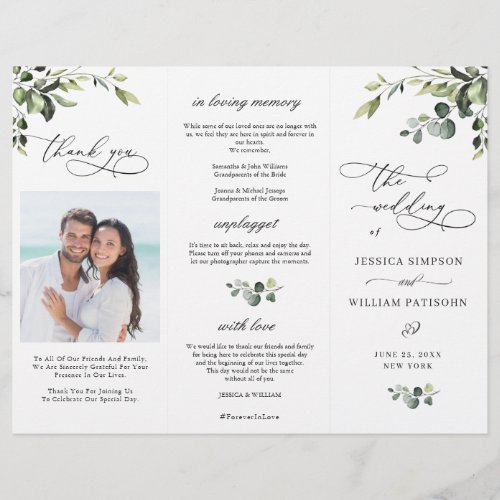 Elegant Eucalyptus Boho Wedding Ceremony Program