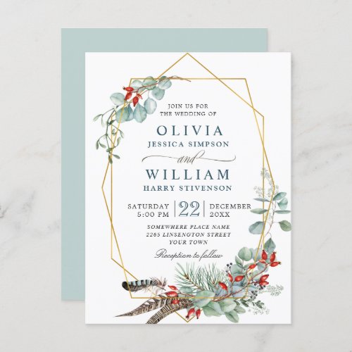 Elegant Eucalyptus Boho Wedding Invitation Card