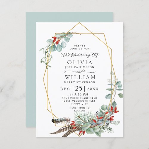 Elegant Eucalyptus Boho Wedding Invitation Card