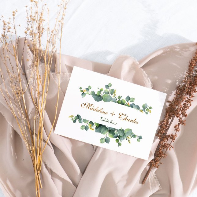 Elegant Eucalyptus Boho Wedding Table Number Card (Creator Uploaded)