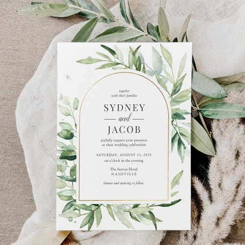 Elegant Eucalyptus Botanical Greenery Arch Wedding Invitation