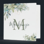 Elegant Eucalyptus Botanical Greenery Monogram 3 Ring Binder<br><div class="desc">Girly Elegant Eucalyptus Botanical Floral Monogram 3-Ring Binder featuring our lovely sage eucalyptus green and dusty blue greenery and modern typography. Easy to customize with your information for a simply elegant binder. Please contact us at cedarandstring@gmail.com if you need assistance with the design or matching products.</div>