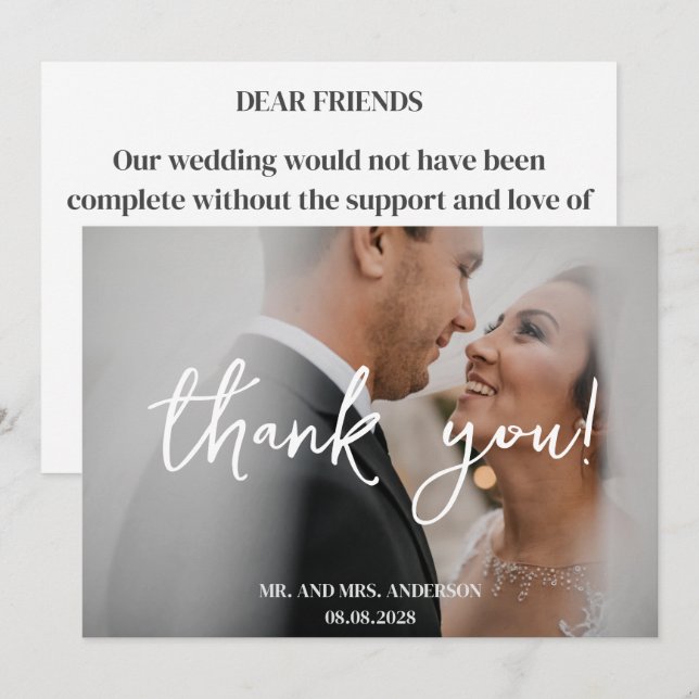Elegant eucalyptus botanical photo wedding  thank you card (Front/Back)