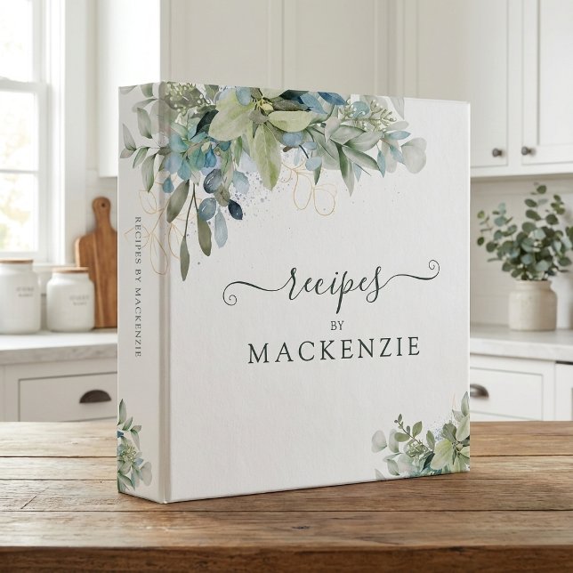 Elegant Eucalyptus Botanical Recipe 3 Ring Binder (Creator Uploaded)