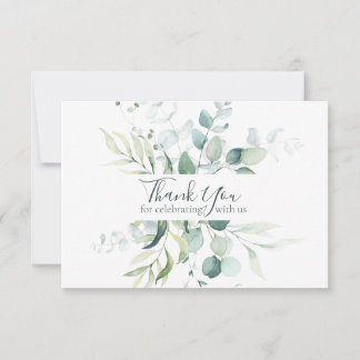 Elegant Eucalyptus Botanical Watercolor Wedding Thank You Card