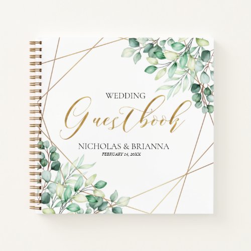 Elegant Eucalyptus Botanical Wedding Guestbook Notebook