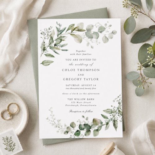 Elegant Eucalyptus Botanical Wedding Invitation