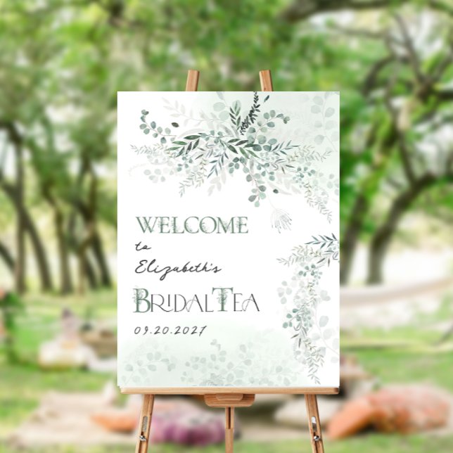 Elegant Eucalyptus Botanical Welcome Bridal Tea Foam Board (Creator Uploaded)