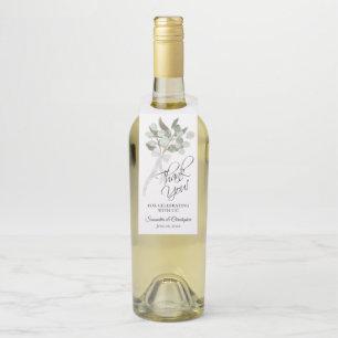 Elegant Eucalyptus Bouquet Watercolor Wedding Bottle Hanger Tag