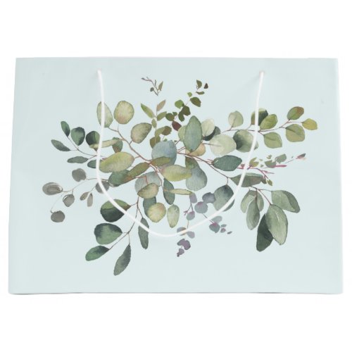 Elegant Eucalyptus Branch Botanical Dusty Green Large Gift Bag