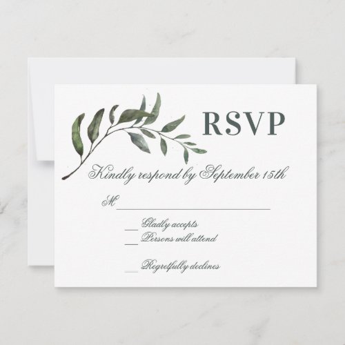 Elegant Eucalyptus Branch Wedding RSVP