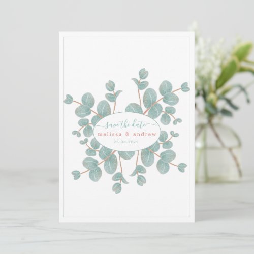 Elegant Eucalyptus Branch Wedding Save the Date Invitation